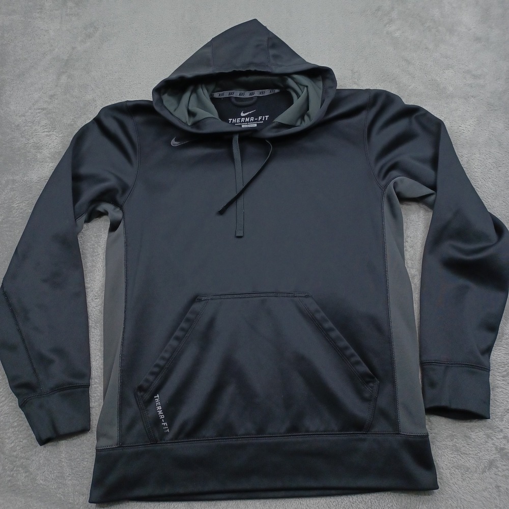 Nike Sweater Mens Small Black Pullover Activewear Hoodie‎ Casual Therma Fit